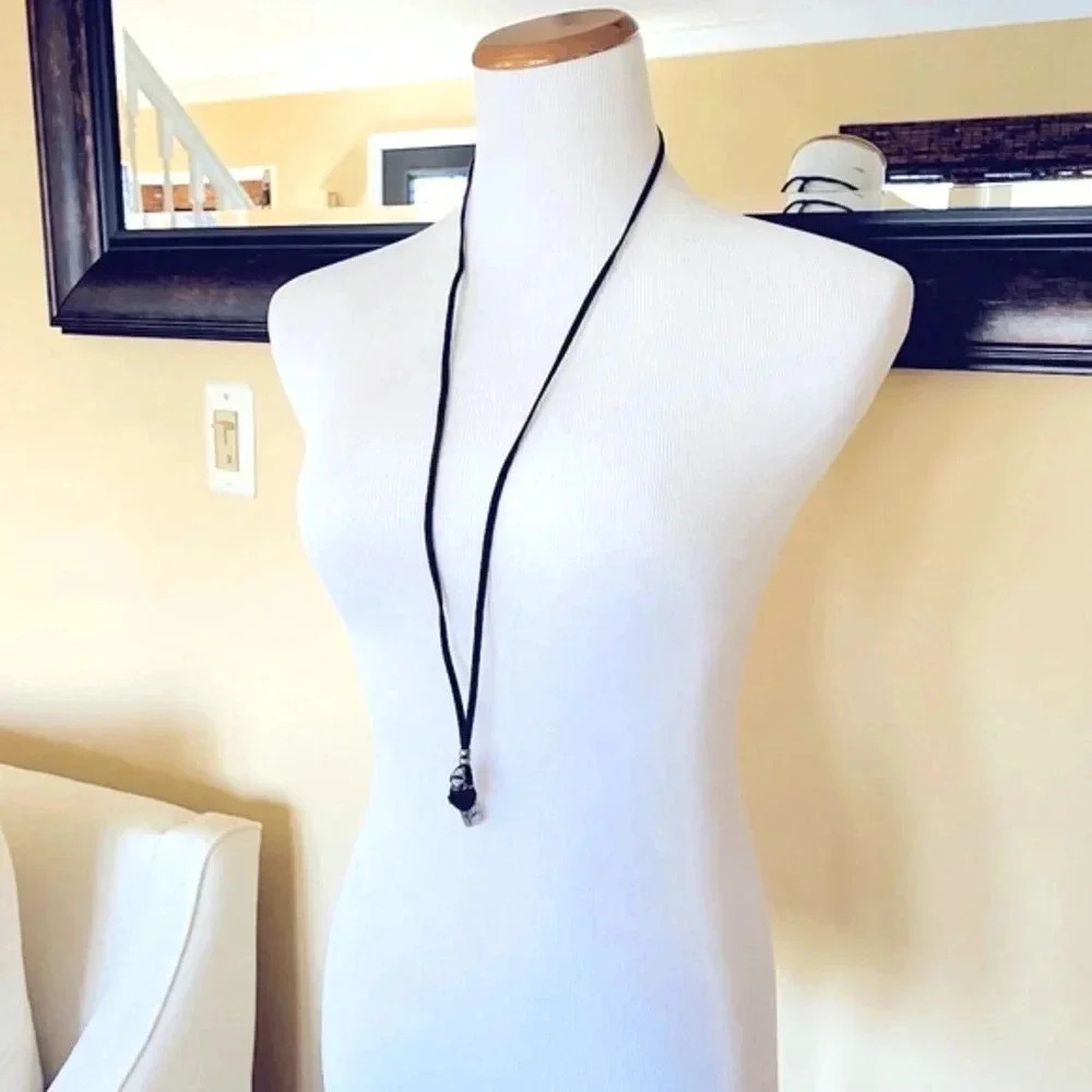 Marlyn Schiff Adjustable Silver Sheen Crystal Lanyard Necklace NWOT - Picture 6 of 8